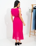 Εικόνα από Maxi πλισέ φόρεμα με βολάν Φούξια