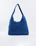 Εικόνα από Γυναικεία τσάντα ώμου ψάθινη μονόχρωμη Μπλε