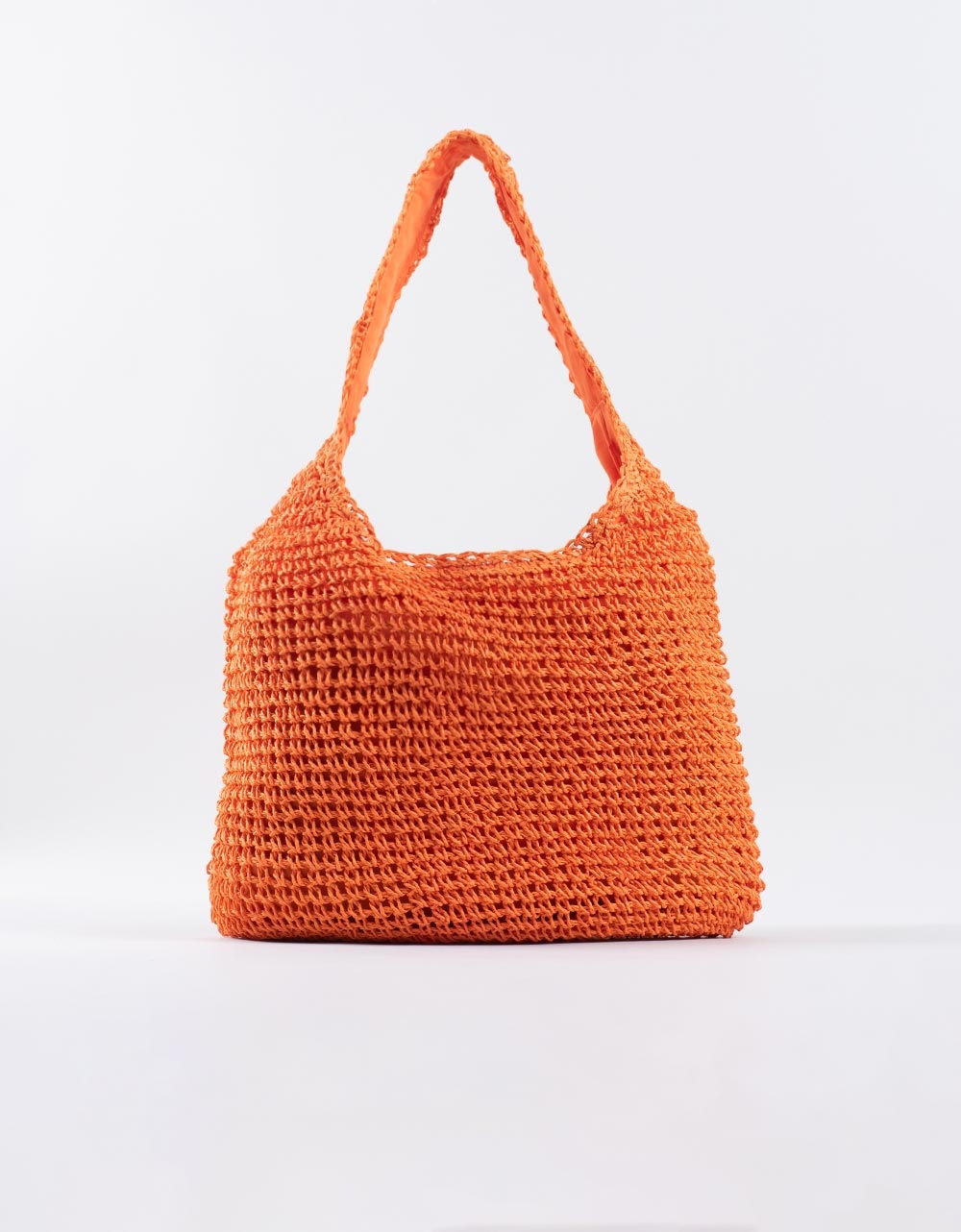 Εικόνα από Γυναικεία τσάντα ώμου ψάθινη μονόχρωμη Πορτοκαλί