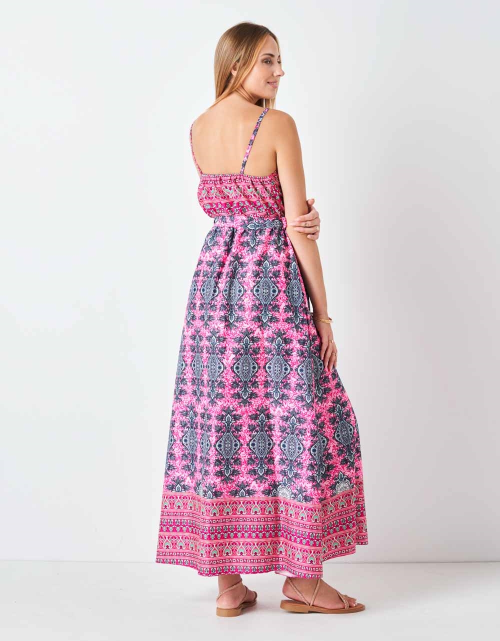 Εικόνα από Boho μάξι φόρεμα με σκίσιμο Ροζ