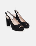 Εικόνα από Πέδιλα suede peep toe με φιάπα Μαύρο