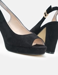 Εικόνα από Πέδιλα suede peep toe με φιάπα Μαύρο