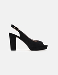 Εικόνα από Πέδιλα suede peep toe με φιάπα Μαύρο