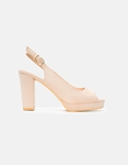 Εικόνα από Πέδιλα suede peep toe με φιάπα Nude
