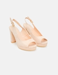 Εικόνα από Πέδιλα suede peep toe με φιάπα Nude