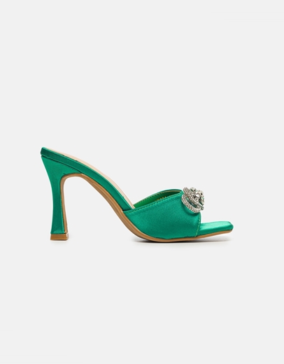 Εικόνα της Mules με διακοσμητικό φιόγγο από strass Πράσινο