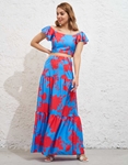 Εικόνα από Floral σετ φούστα maxi & crop top Κόκκινο