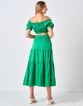 Εικόνα από Σετ off shoulder top και φούστα με βολάν Πράσινο