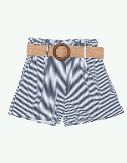 Εικόνα της Σορτς με λάστιχο στη μέση και ζώνη Μπλε