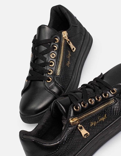 Εικόνα της Sneakers με διακοσμητικό φερμουάρ στο πλαϊνό μέρος Μαύρο