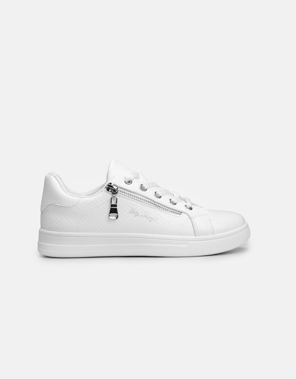 Εικόνα από Sneakers με διακοσμητικό φερμουάρ Λευκό/Ασημί
