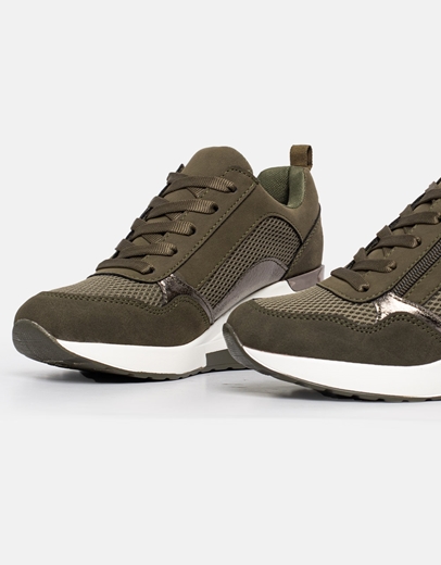 Εικόνα της Γυναικεία sneakers σε συνδυασμούς υλικών Πράσινο