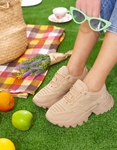 Εικόνα από Γυναικεία sneakers με διπλό υλικό Μπεζ