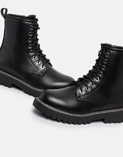 Εικόνα της Αρβυλάκια με κορδόνια και διπλή ραφή στην σόλα Μαύρο