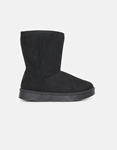Εικόνα από Suede μποτάκια flat με γουνάκι εσωτερικά Μαύρο