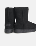 Εικόνα από Suede μποτάκια flat με γουνάκι εσωτερικά Μαύρο