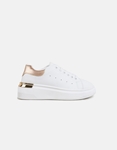 Εικόνα από Basic sneakers με διπλή σόλα και μεταλλική λεπτομέρεια Λευκό/Σαμπανί