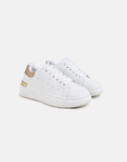 Εικόνα από Basic sneakers με διπλή σόλα και μεταλλική λεπτομέρεια Λευκό/Σαμπανί