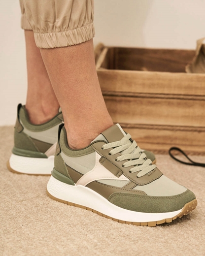 Εικόνα της Sneakers με διπλή σόλα και συνδυασμό υλικών Πράσινο