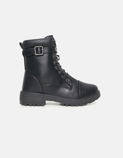 Εικόνα της Μποτάκια με κορδόνια και μεταλλικές λεπτομέρειες Μαύρο