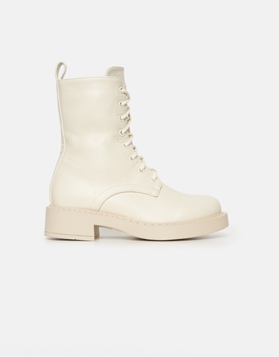 Εικόνα της Μονόχρωμα μποτάκια με κορδόνια και φερμουάρ Μπεζ