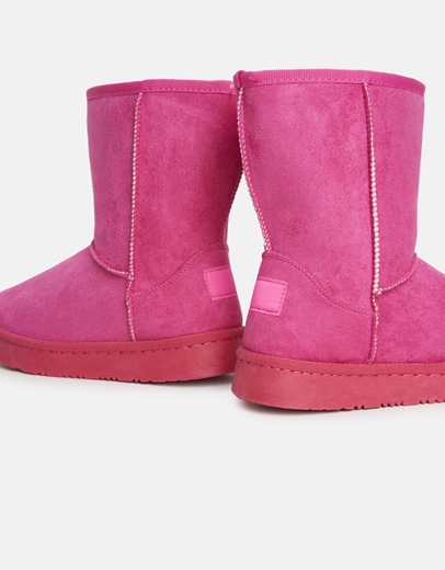 Εικόνα της Suede μποτάκια flat με γουνάκι εσωτερικά Φούξια