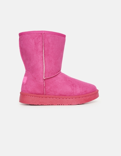 Εικόνα της Suede μποτάκια flat με γουνάκι εσωτερικά Φούξια