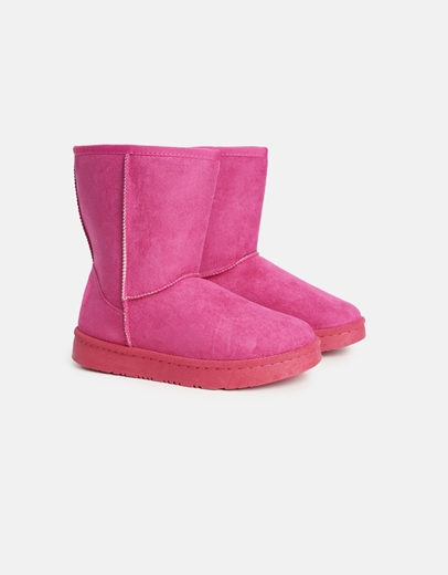 Εικόνα της Suede μποτάκια flat με γουνάκι εσωτερικά Φούξια