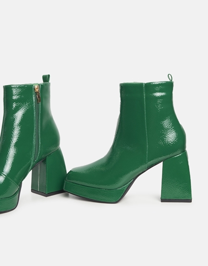 Εικόνα της Μποτάκια με τετράγωνο τακούνι και φιάπα Πράσινο