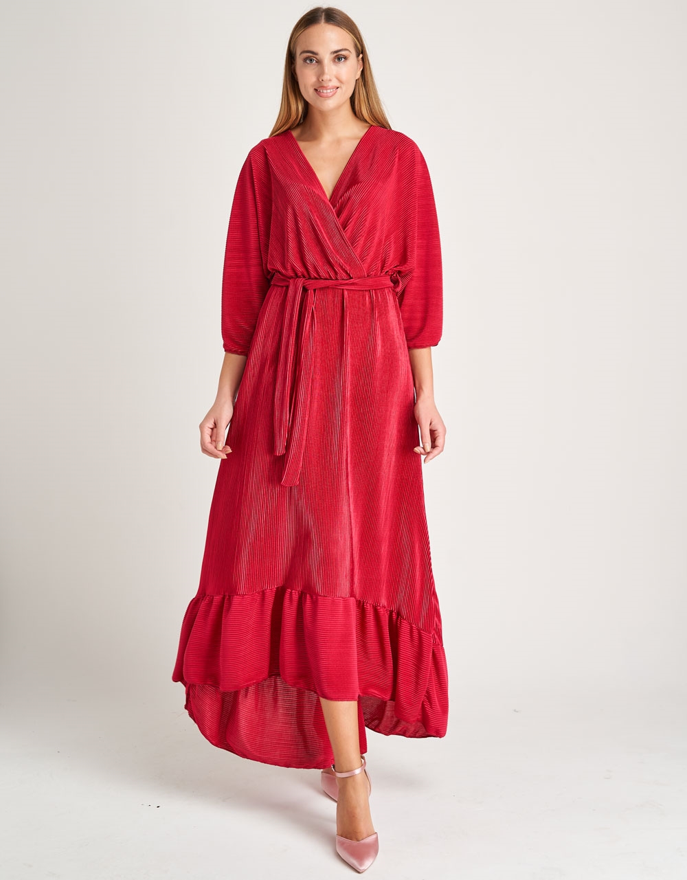 Εικόνα από Ασύμμετρο maxi φόρεμα Κόκκινο