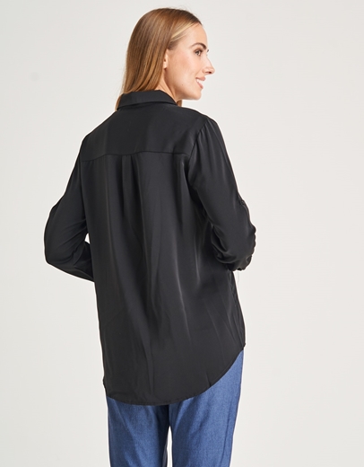 Εικόνα της Basic μονόχρωμο πουκάμισο Μαύρο