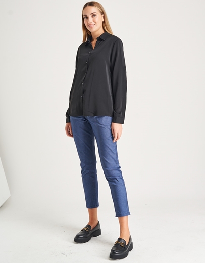 Εικόνα της Basic μονόχρωμο πουκάμισο Μαύρο