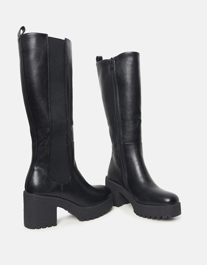 Εικόνα της Μπότες με τετράγωνο τακούνι και λάστιχο Μαύρο