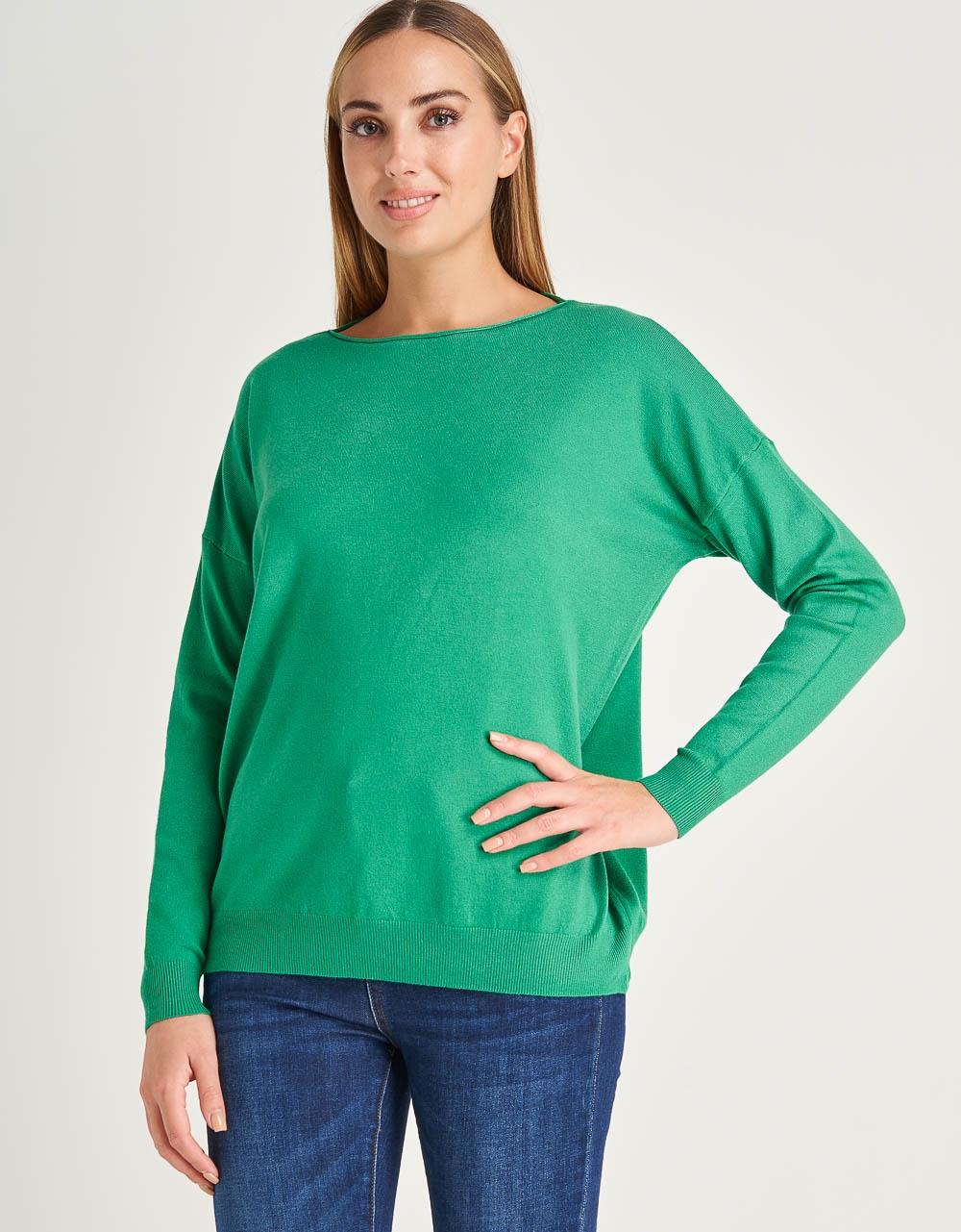Εικόνα από Basic μακρυμάνικη μπλούζα με ριπ λεπτομέρειες Πράσινο