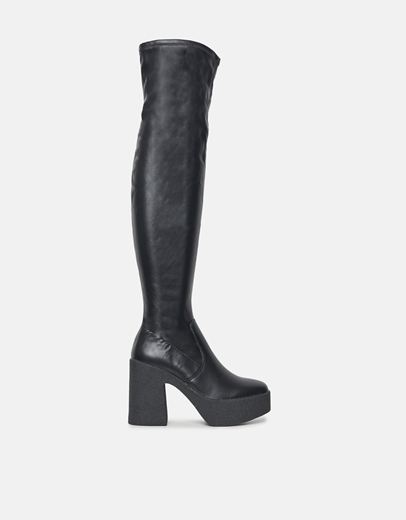 Εικόνα της Over the knee μπότες με τετράγωνο τακούνι Μαύρο