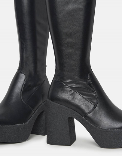 Εικόνα της Over the knee μπότες με τετράγωνο τακούνι Μαύρο