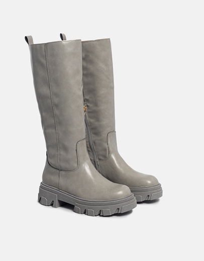 Εικόνα της Casual μονόχρωμες μπότες με chunky σόλα Γκρι