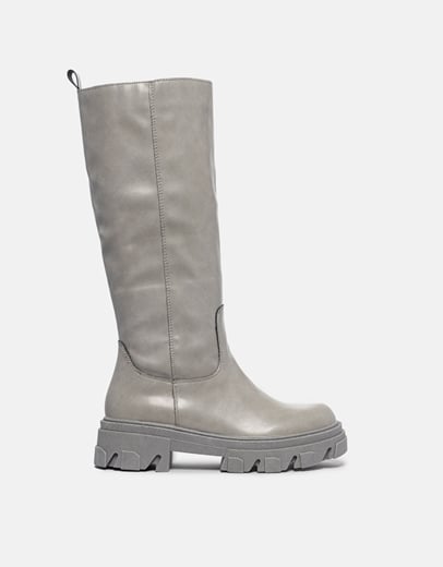 Εικόνα της Casual μονόχρωμες μπότες με chunky σόλα Γκρι