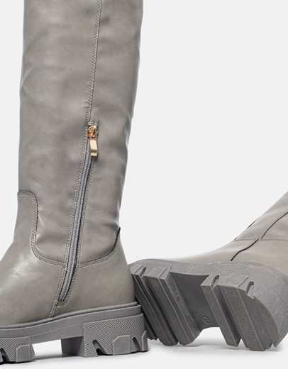 Εικόνα της Casual μονόχρωμες μπότες με chunky σόλα Γκρι