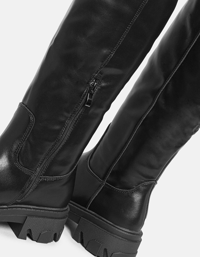 Εικόνα της Casual μονόχρωμες μπότες με chunky σόλα Μαύρο