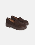 Εικόνα από Suede loafers με strass και διπλή ελαστική σόλα Καφέ