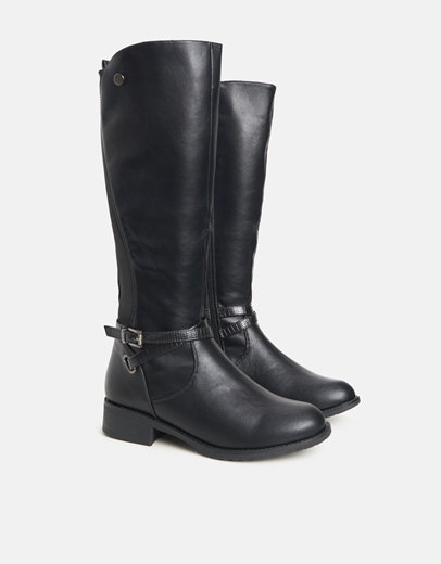 Εικόνα της Μονόχρωμες μπότες με διακοσμητικό ζωνάκι Μαύρο