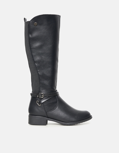 Εικόνα της Μονόχρωμες μπότες με διακοσμητικό ζωνάκι Μαύρο
