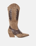 Εικόνα από Suede cowboy μπότες με φερμουάρ στο πλάι Καφέ