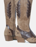 Εικόνα από Suede cowboy μπότες με φερμουάρ στο πλάι Καφέ