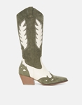 Εικόνα από Suede cowboy μπότες με φερμουάρ στο πλάι Πράσινο
