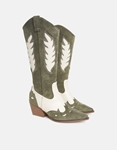 Εικόνα από Suede cowboy μπότες με φερμουάρ στο πλάι Πράσινο