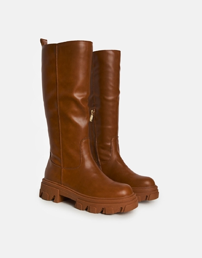 Εικόνα της Casual μονόχρωμες μπότες με chunky σόλα Ταμπά