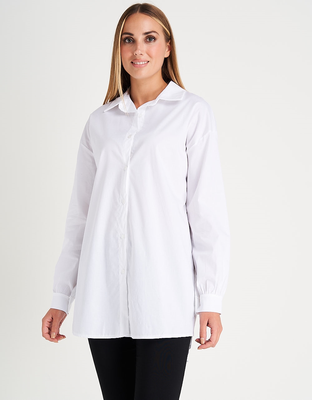 Εικόνα από Basic βαμβακερό πουκάμισο Λευκό