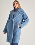 Εικόνα από Γυναικείo παλτό από οικολογική γούνα teddy με γιακά Σιέλ
